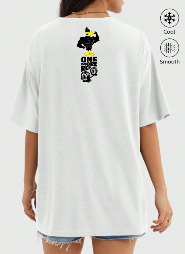 DufyDuck Baskılı Oversize Tişört 3 dufyduckgymk beyaz 04 arka scaled - DufyDuck Baskılı Oversize Tişört
