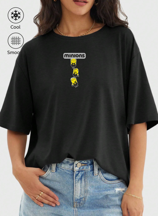 minnions-siyah-06K minnions siyah 06K scaled - Minnions Baskılı Oversize Tişört