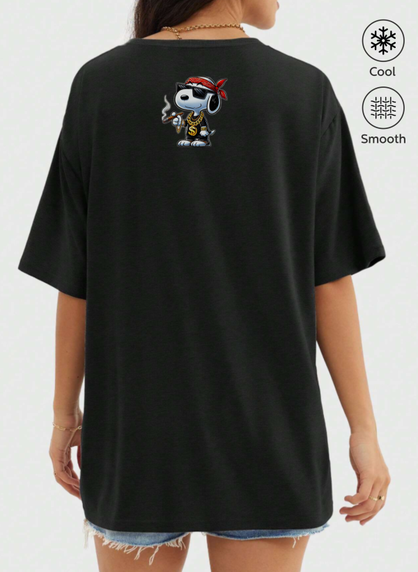 snoopy siyah 03 arka scaled - Snoopy Baskılı Oversize Tişört