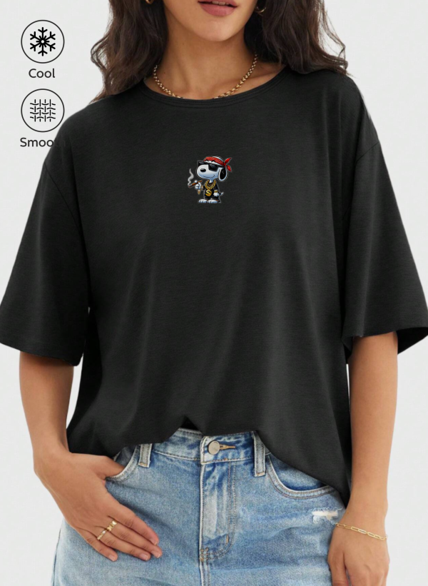snoopy siyah 03 scaled - Snoopy Baskılı Oversize Tişört
