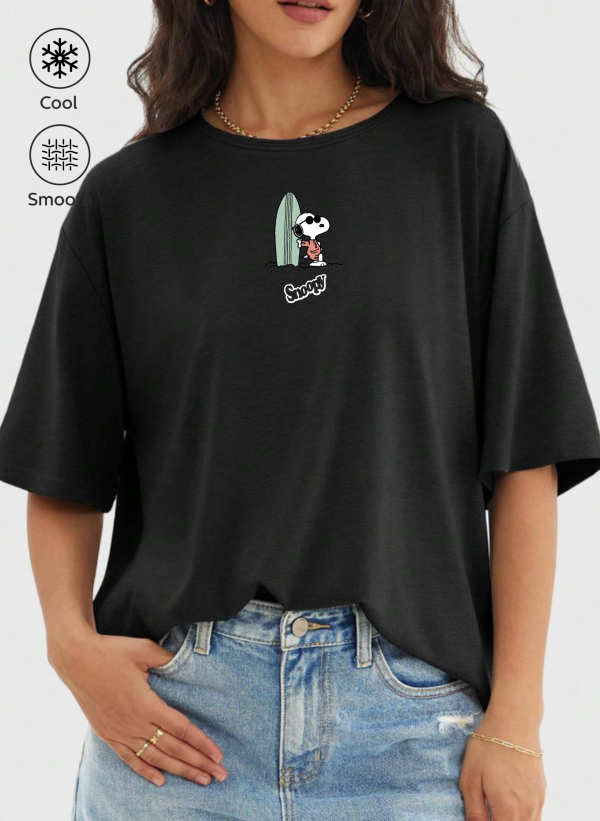 snoopy-siyah-05 snoopy siyah 05 scaled - Snoopy Baskılı Oversize Tişört