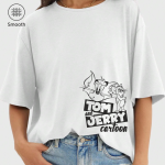 tomandjerry beyaz k 03 scaled - Tom And Jerry Baskılı Oversize Tişört